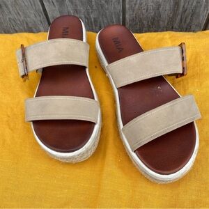 MIA Two Strap Tan Espadrille Platform Sandal Size 9.5